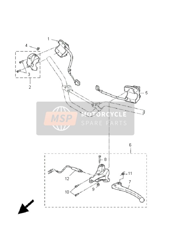 Yamaha CW50N BWS 2007 Interruptor de manija & Palanca para un 2007 Yamaha CW50N BWS